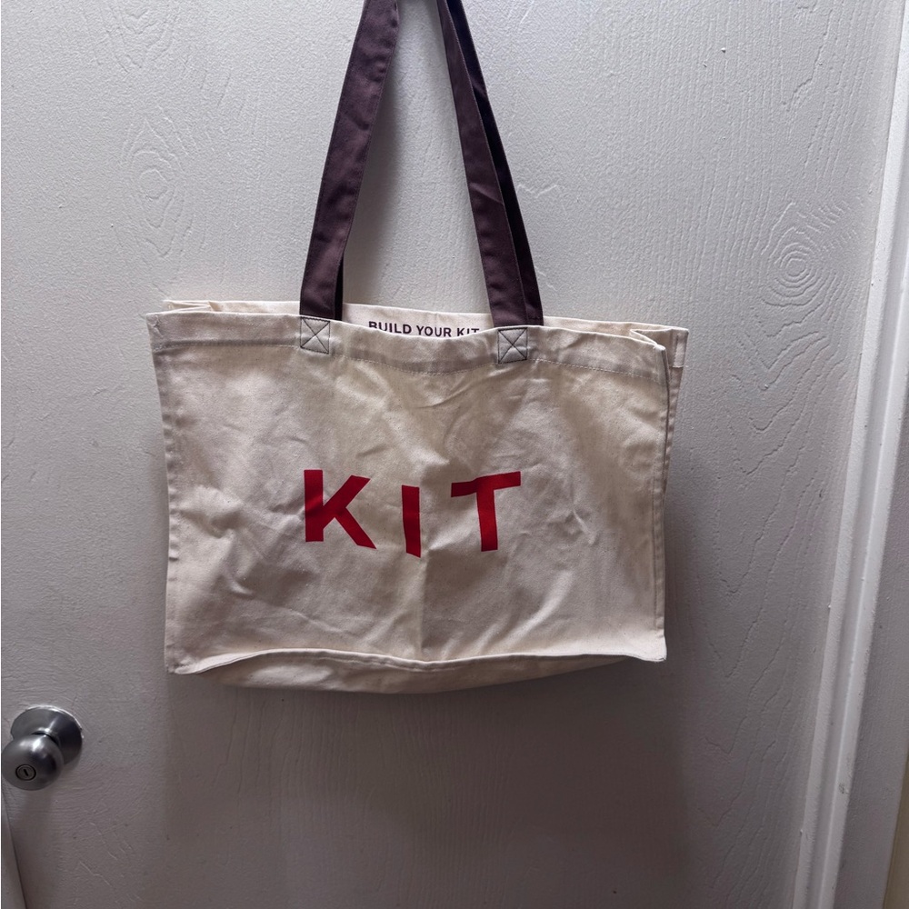 Wiggy Kit Canvas Tote Bag with 'BUILD YOUR KIT' Print - Natural & Red Accents - Picture 4 of 4